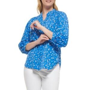 Womens Karl Lagerfeld‎ Floral Button Down Blouse Top Shirt